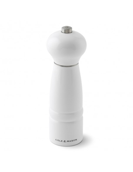 Cole & Mason Precision Windsor Glacier White Gloss Lacquered Beech Salt Mill 180mm