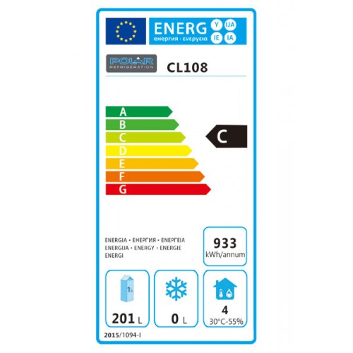 Polar Double Door Refrigerated Counter with Marble Work Top 240Ltr