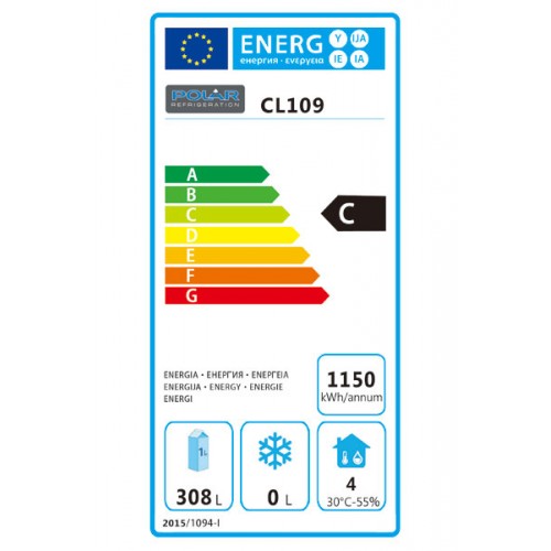 Polar 3 Door Refrigerated Counter with Marble Work Top 368Ltr