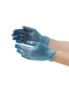Vogue Vinyl Food Prep Gloves Blue Powder Free Small