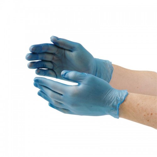 Vogue Vinyl Food Prep Gloves Blue Powder Free Large