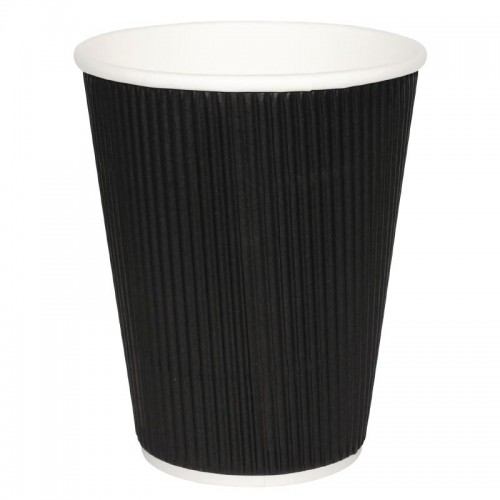 Fiesta Takeaway Coffee Cups Ripple Wall Kraft Black 8oz x25