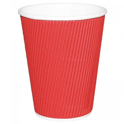 Fiesta Takeaway Coffee Cups Ripple Wall Red 8oz x25