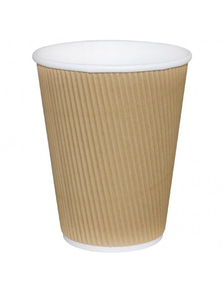 Fiesta Takeaway Coffee Cups Ripple Wall Kraft 12oz x25 | GP445
