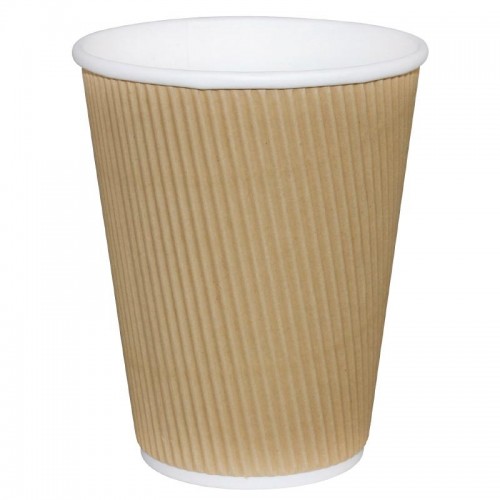 Fiesta Takeaway Coffee Cups Ripple Wall Kraft 12oz x500