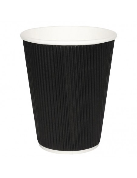 Fiesta Takeaway Coffee Cups Ripple Wall Kraft Black 12oz x500