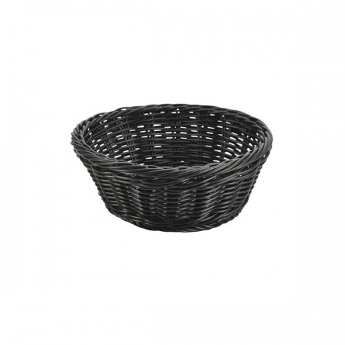 Black Round Polywicker Basket 21ÃÂ x 8cm