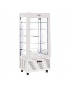 Roller Grill Display Fridge with Fixed Shelves White