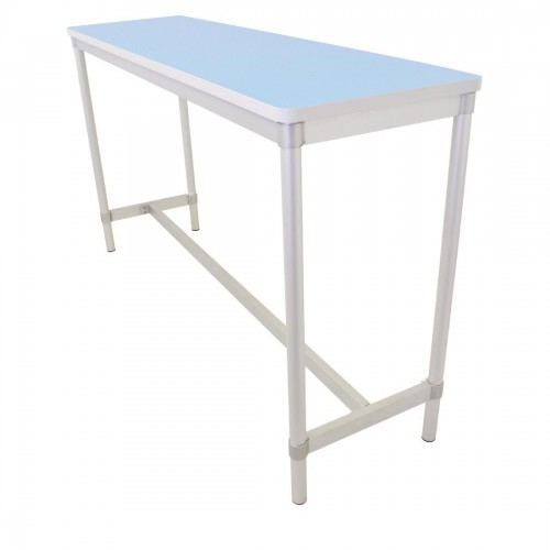 GoPak Enviro Indoor High Table Pastel BlueAluminium Frame. White Top. 1010(H) x 500(W) x 1800(D)mm