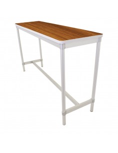 GoPak Enviro Indoor High Table Teak EffectAluminium Frame. Teak Effect Top. 1010(H) x 500(W) x 1800(D)mm