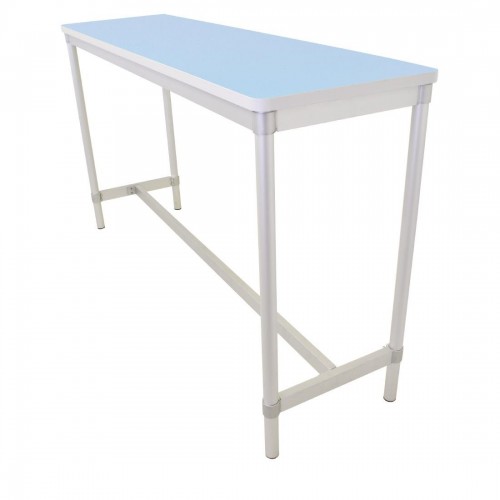 GoPak Enviro Indoor High Table Pastel BlueAluminium Frame. White Top. 1010(H) x 500(W) x 1200(D)mm