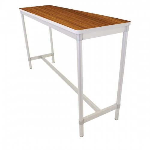 GoPak Enviro Indoor High Table Teak EffectAluminium Frame. Teak Effect Top. 1010(H) x 500(W) x 1200(D)mm