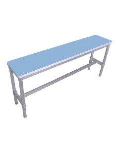 GoPak Enviro Indoor High Bench Pastel BlueAluminium Frame. Pastel Blue Top. 710(H) x 330(W) x 1600(D)mm