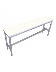 GoPak Enviro Indoor High Bench WhiteAluminium Frame. White Top. 710(H) x 330(W) x 1600(D)mm