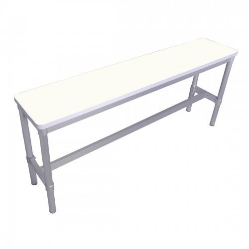 GoPak Enviro Indoor High Bench WhiteAluminium Frame. White Top. 710(H) x 330(W) x 1600(D)mm