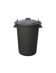 Stacking Bin With Clip On Lid Black 85ltr