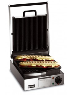 Lincat Lynx 400 LPG Electric Single Panini Grill Ribbed Upper And Lower Plates - CD423