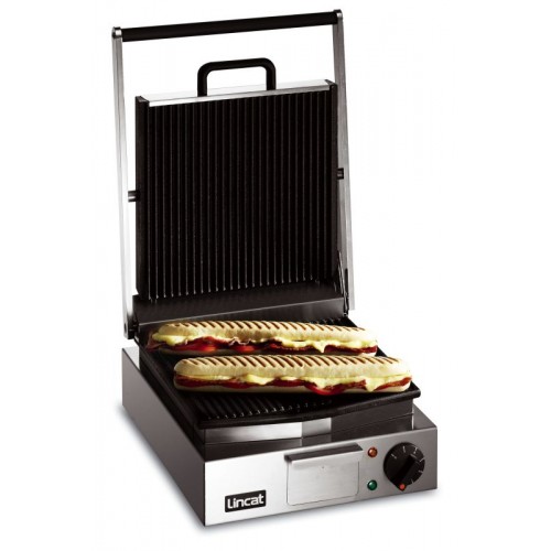 Lincat Lynx 400 LPG Electric Single Panini Grill Ribbed Upper And Lower Plates - CD423