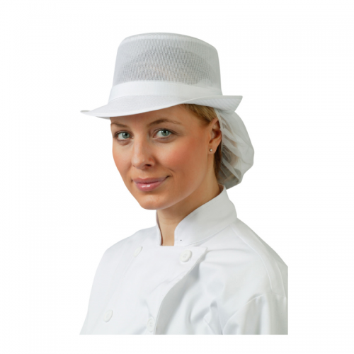 Mesh Hat With Snood Headwear White S