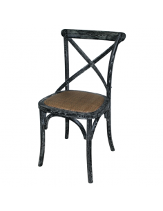 Bolero Black Wooden Dining Chairs with Backrest (Pack of 2)