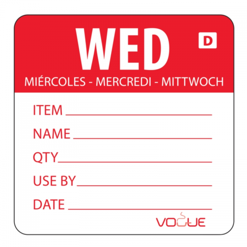 Vogue Dissolvable Red Wednesday Labels