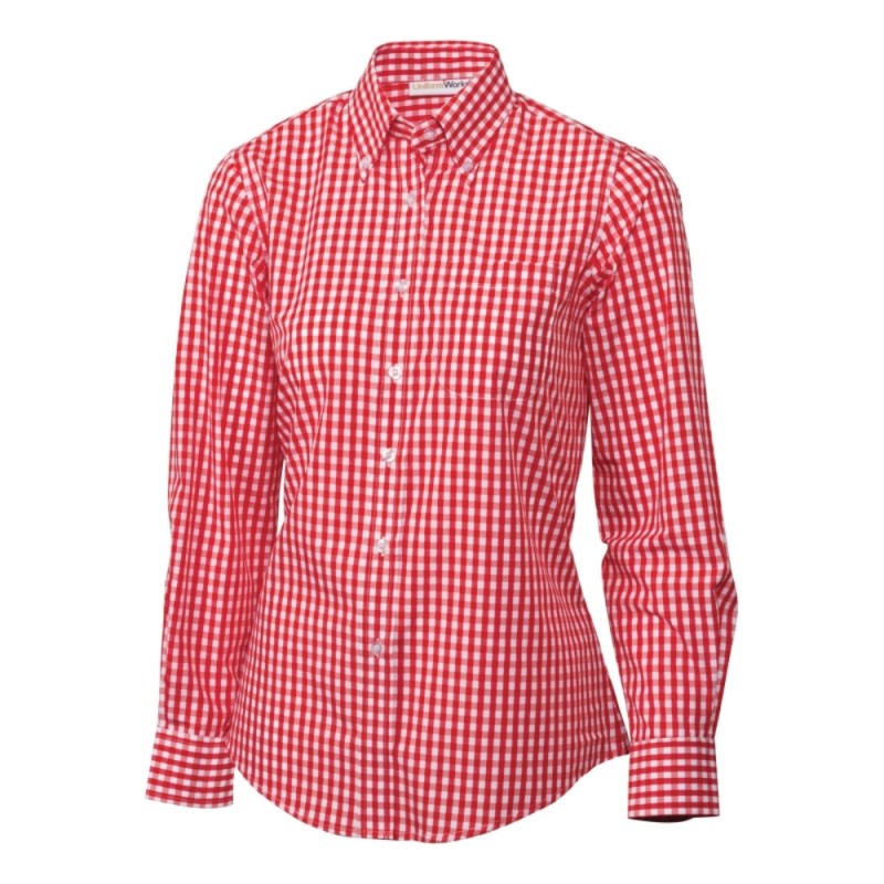 Uniform Works Ladies Gingham Shirt Red XL | B216-XL | Next Day Ca...