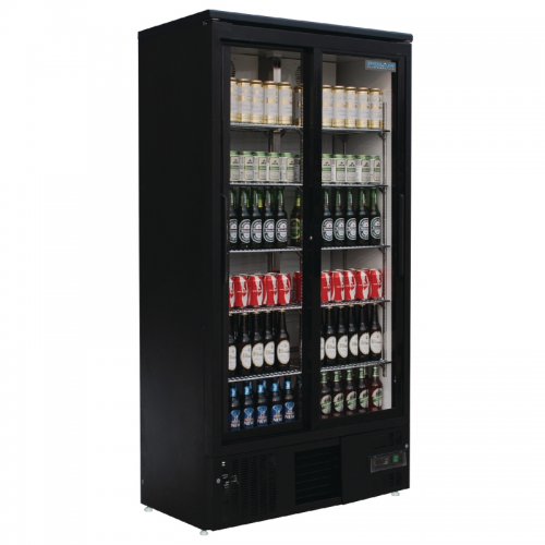 Polar Upright Back Bar Cooler Double Sliding Doors