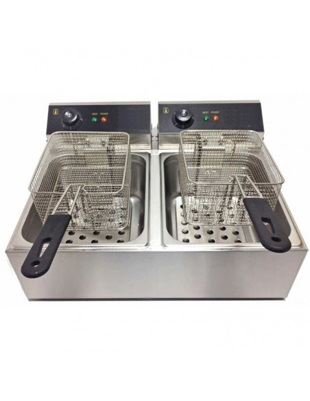 2 x 10 Litre Double Commercial Deep Fat Fryer Electric - By Stalwart