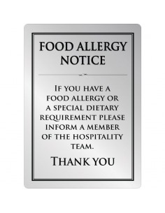 Food allergy sign silver A4