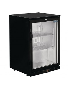 Polar Single Door Back Bar Cooler in Black with LED Lighting
