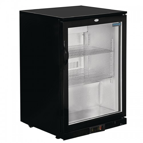 Polar Single Door Back Bar Cooler in Black with LED Lighting