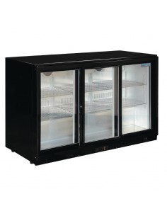 Polar Triple Sliding Door Back Bar Cooler in Black with LED Lighting GL006 2