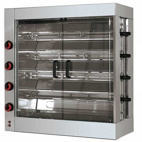 Gas Chicken Rotisserie grill with lighting 4 spits for 20 chickens