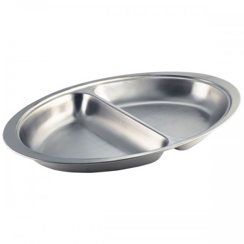 Stainless Steel 2 DIVISION  Oval Banqueting Dish 20"