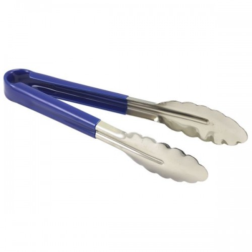 Genware Colour Coded Stainless Steel  Tong 23cm Blue