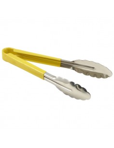 Genware Colour Coded Stainless Steel  Tong 23cm Yellow