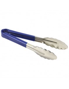 Genware Colour Coded Stainless Steel  Tong 31cm Blue