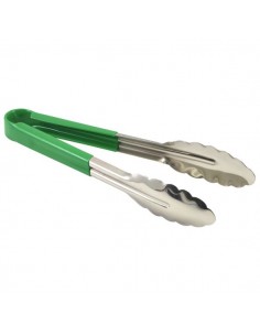 Genware Colour Coded Stainless Steel  Tong 31cm Green