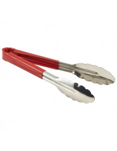 Genware Colour Coded Stainless Steel  Tong 31cm Red