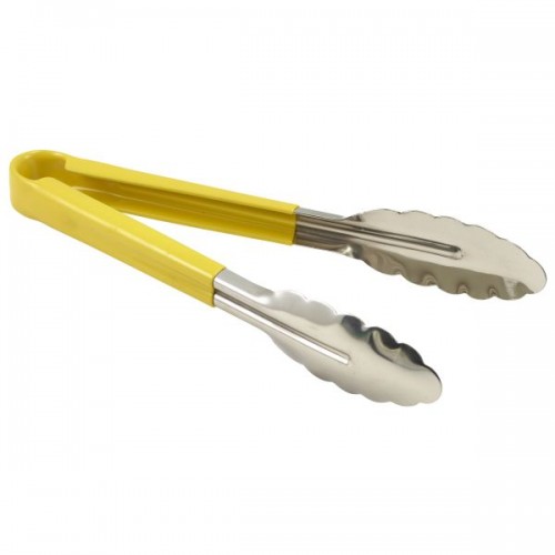 Genware Colour Coded Stainless Steel  Tong 31cm Yellow