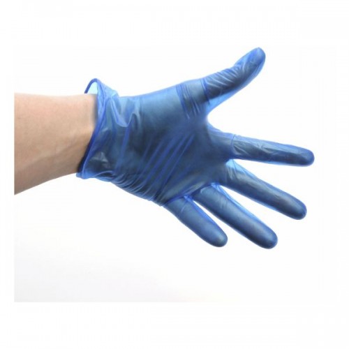 Blue Lightly Powdered Vinyl Gloves Med (100)