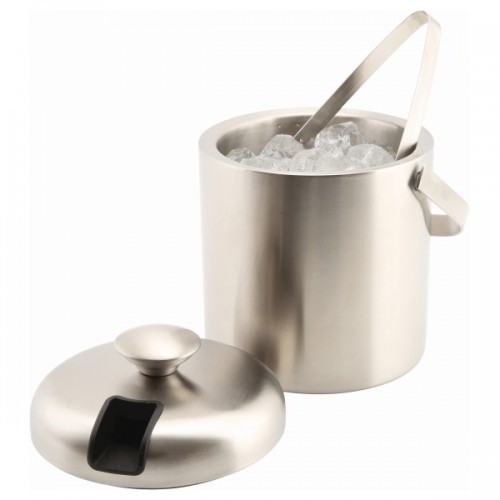 Genware Insulated Stainless Steel Ice Bucket&Tong 1.2L