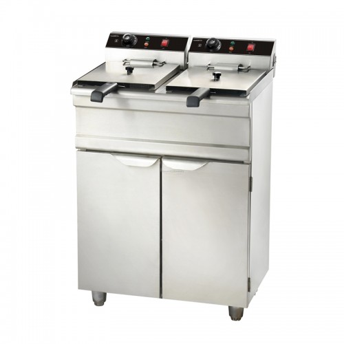 Stalwart 2 x 9 Litre Free Standing Electric Fryer Twin Tank Fryer - Heavy Duty