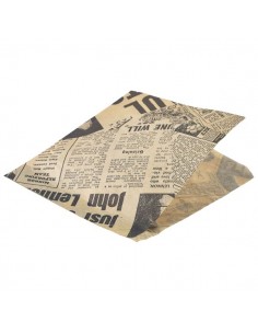 Greaseproof Paper Bags Brown Newspaper Print 17.5 x 17.5cm