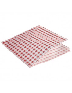 Greaseproof Paper Bags Red Gingham Print 17.5 x 17.5cm