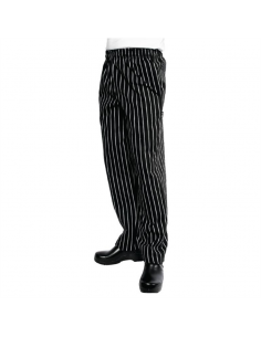 Chef Works Unisex Easyfit Chefs Trousers Black and White Striped 3XL