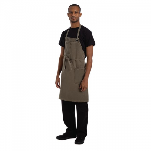 Chef Works Urban Dorset Antique Bib Apron Earth Brown