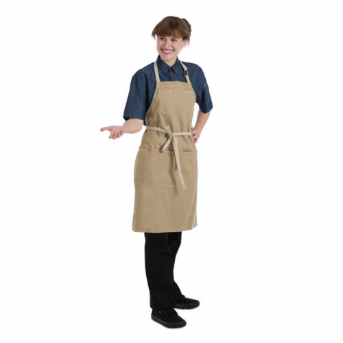 Chef Works Urban Austin Denim Bib Apron Natural