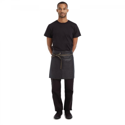 Chef Works Urban Wet Look Boulder Half Bistro Apron Black and Brown