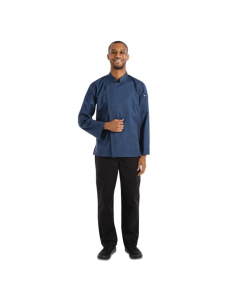 Chef Works Hartford Lightweight Zipper Unisex Chef Jacket Blue L